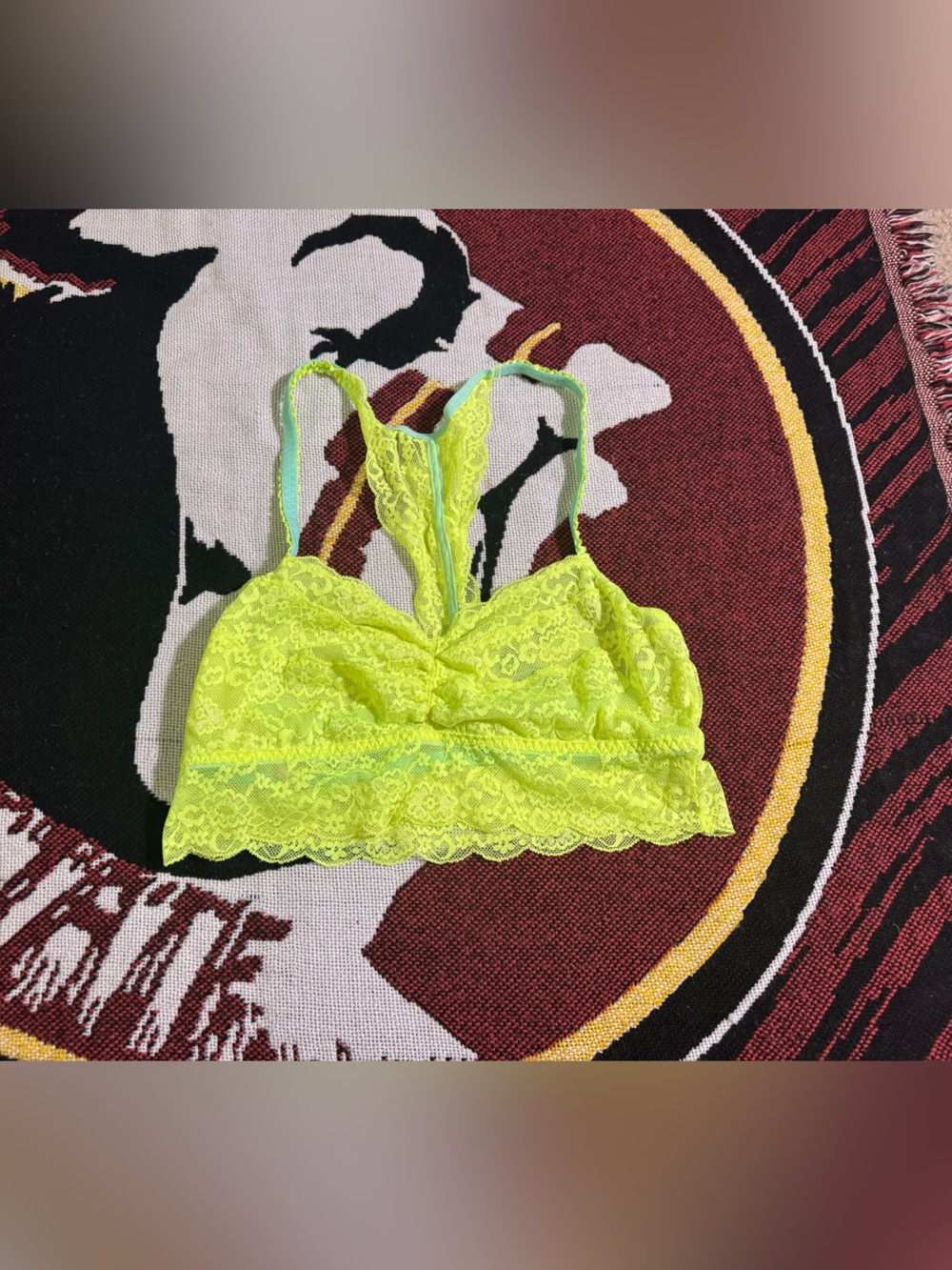 PINK Victoria's Secret Neon Yellow Lace Bralette